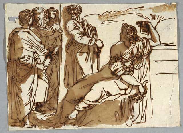 Drawing, Group with Petrarch and Sappho in "Parnassus" after Raphael Sanzio, ca. 1820