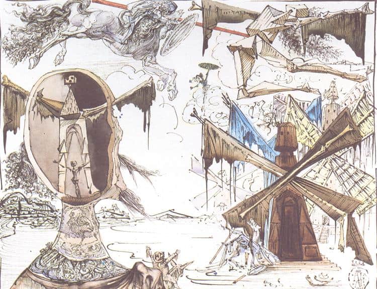 Don Quixote and the Windmills Salvador Dali