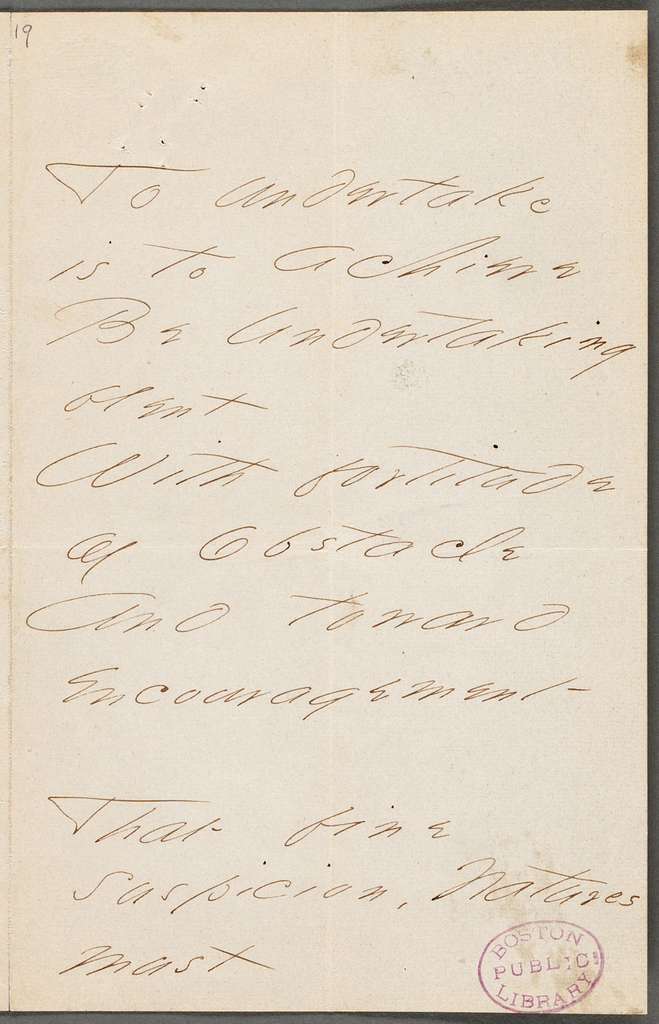 emily dickinson amherst-mass autograph manuscript poem to undertake